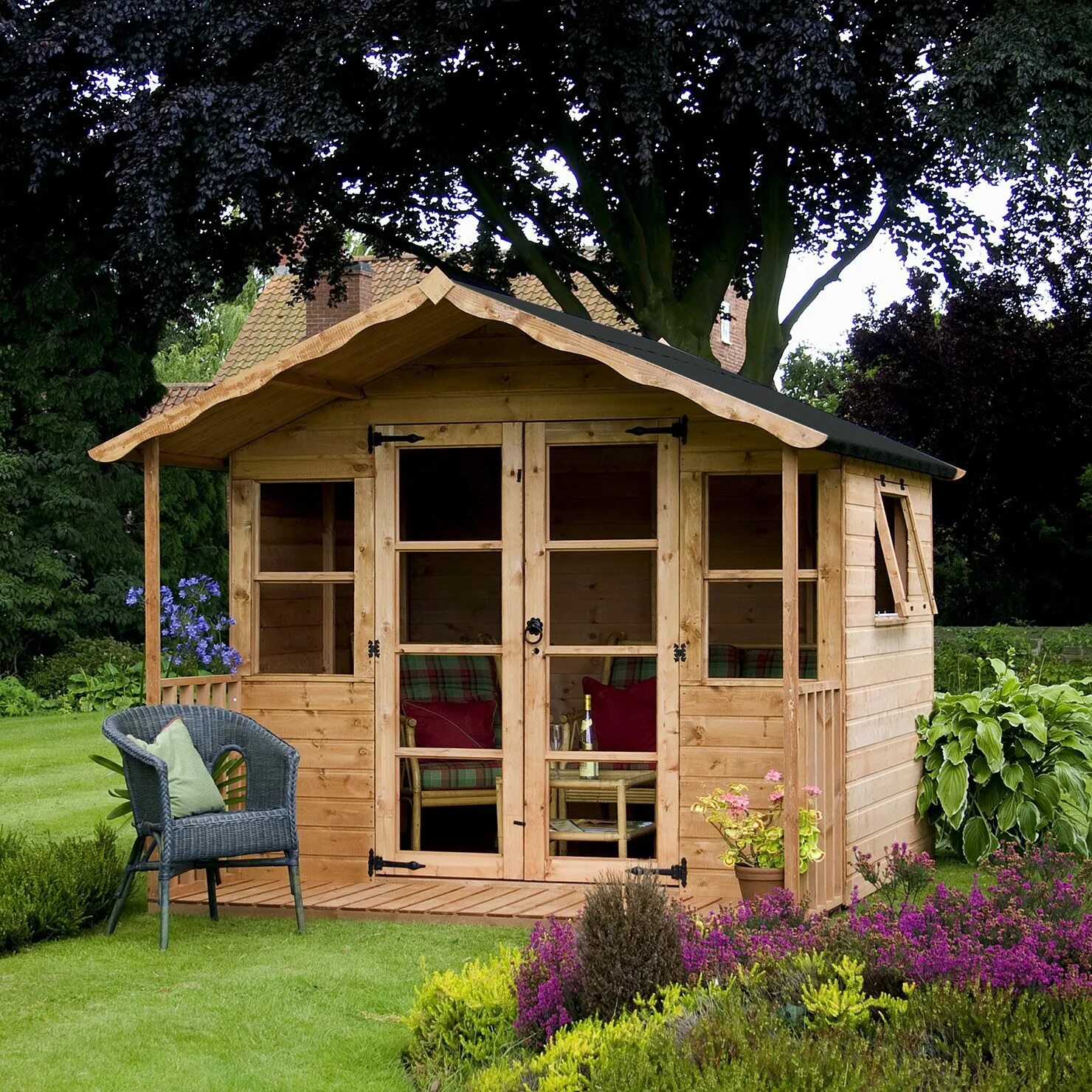 Летний домик своими руками фото Mercia Traditional Summerhouse ACHICA Corner summer house, Garden buildings, Sum