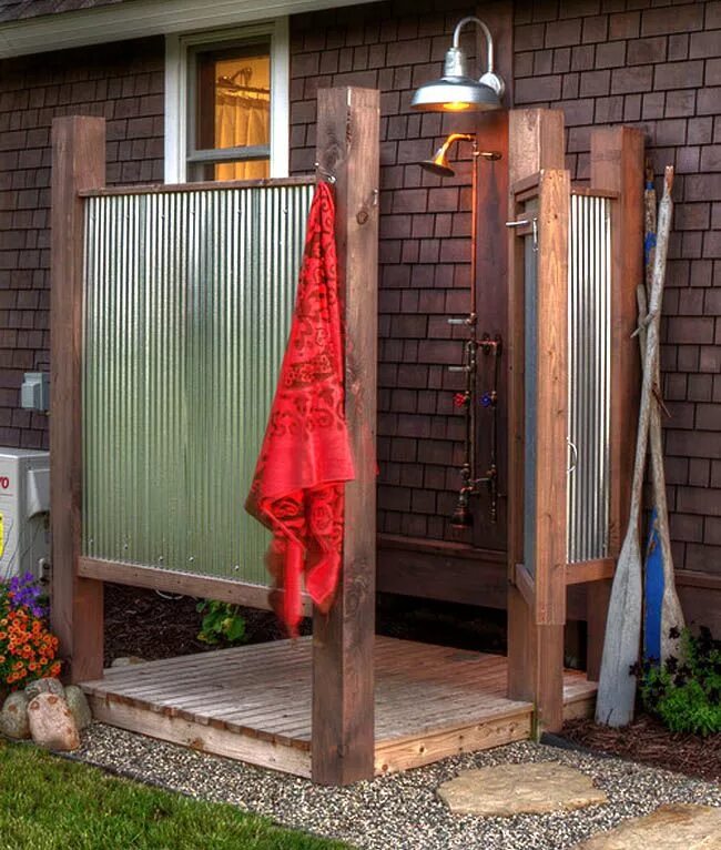 Летний душ на даче своими руками фото 32 Beautiful & Easy DIY Outdoor Shower Ideas - A Piece of Rainbow Outdoor bathro