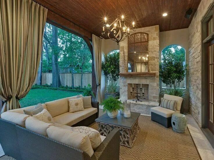 Летний интерьер дома 17 Marvelous Outdoor Living Space Design Ideas Patio, Backyard porch, House desi