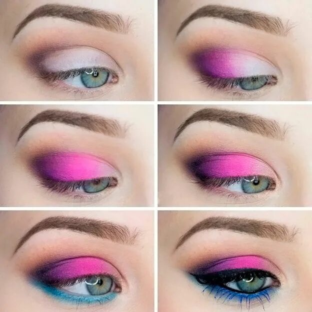 Летний макияж пошагово Step-by-step eye makeup ideas for blue eyes in trends 2016 Предметы макияжа, Мак