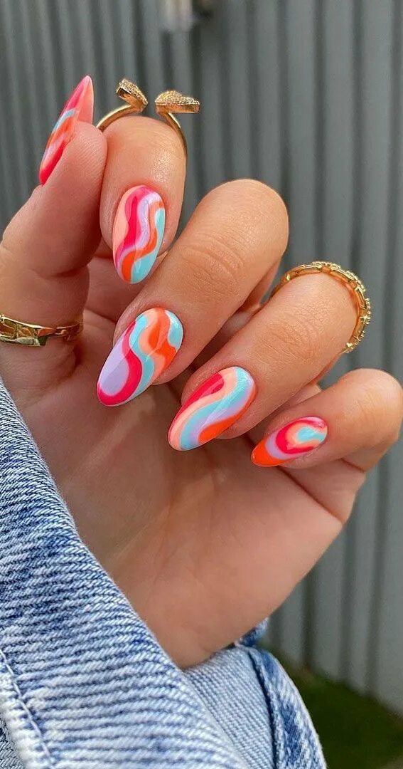 Летний маникюр 2024 фото 50 Best Summer Nails To Try in 2023 : Sunset Vibes Retro nails, Gel nails, Styli
