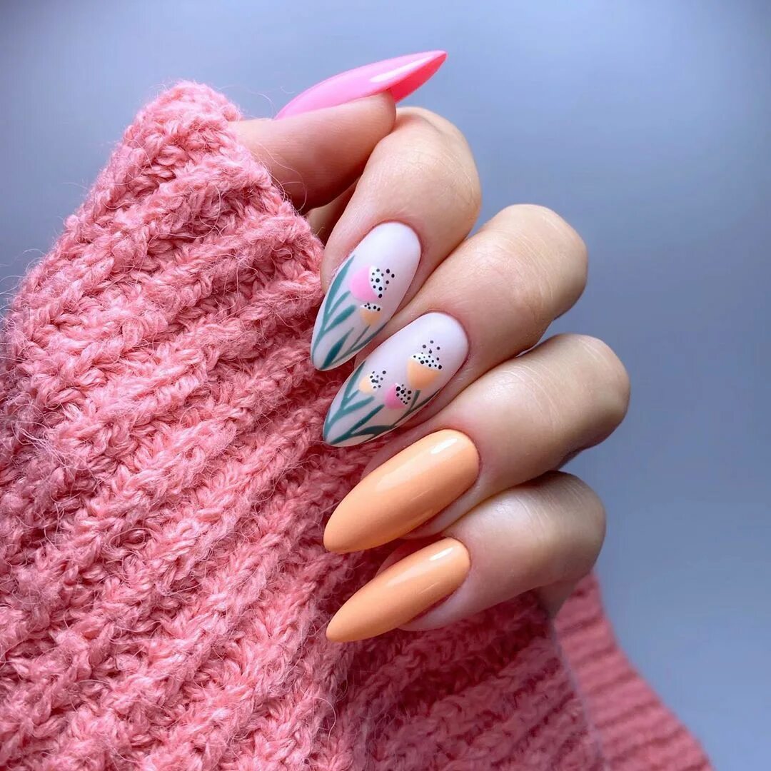 Летний маникюр 2024 миндаль Nails Tips Fashion nails, Nail designs, Floral nails