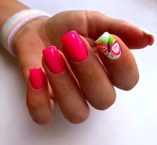 Летний маникюр 2024 новинки на квадратные Juicy fruit 2023 Красота маникюра, дизайн ногтей VK