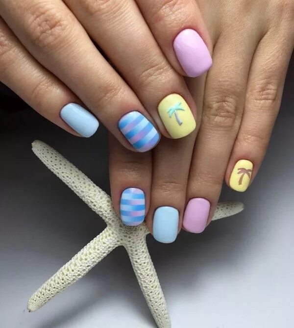 Летний маникюр фото идеи #маникюр #дизайнногтей #ногтикиев #nails #идеядляманикюра гельлак #nogtiki #fash
