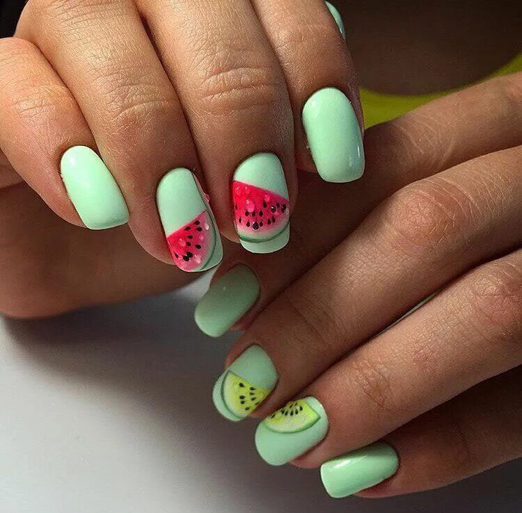 Летний маникюр на коротких Pin on Kitchen Bright nail designs, Gel nails, Gel nail designs