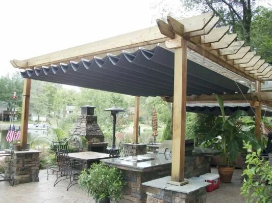 Летний навес на даче своими руками Awnings, Shades, Canopies - LCM Pergola Outdoor pergola, Deck with pergola, Perg