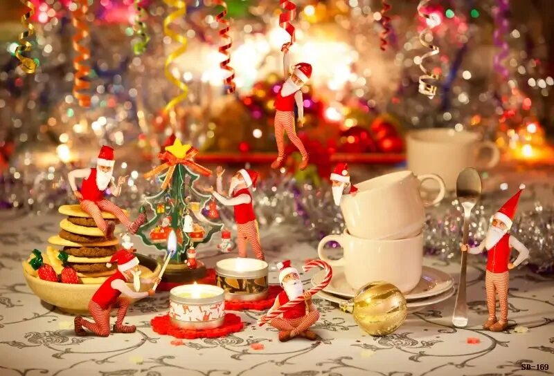 Летний новый год картинки Merry Christmas Party Thin Vinyl Stage photography backdrop Customize Christmas 