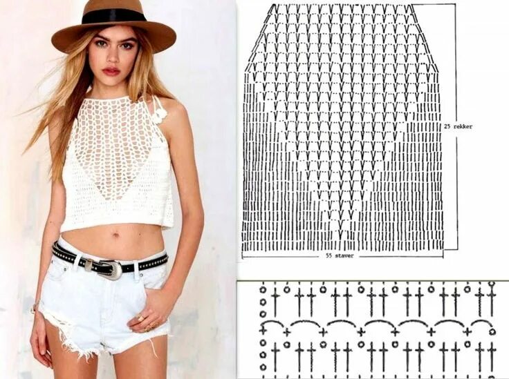 Летний топ крючком со схемой Crochet top Crochet top, Crochet t shirts, Crochet blouse