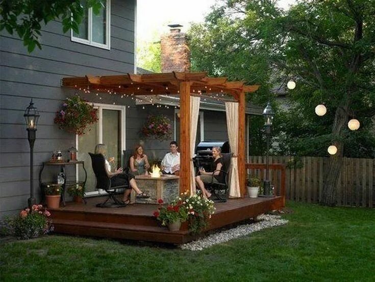 Летний вариант дачи Пристенная беседка Outdoor pergola, Pergola patio, Backyard