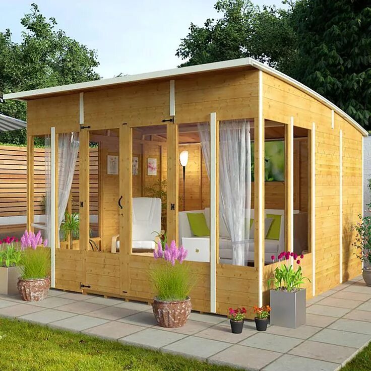 Летний вариант дачи Garden Wooden Summer House Sunroom Outdoor Log Shed Cabin Patio Large 10x10 NEW 