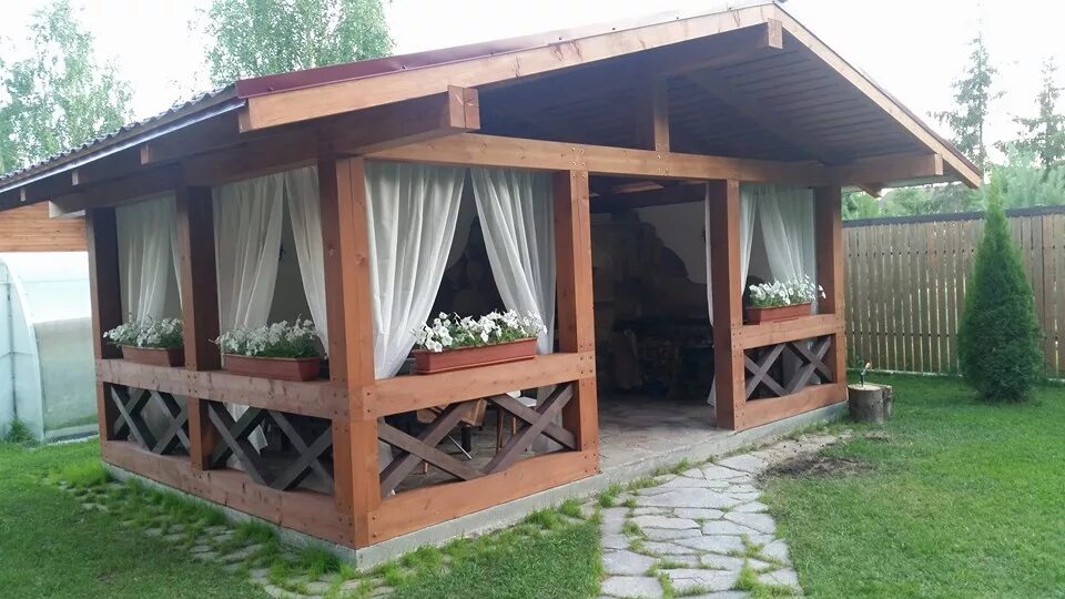 Летняя беседка своими руками фото Беседка деревянная четырехугольная в стиле "Шале" Ш-1 купить в Минске на Bondark