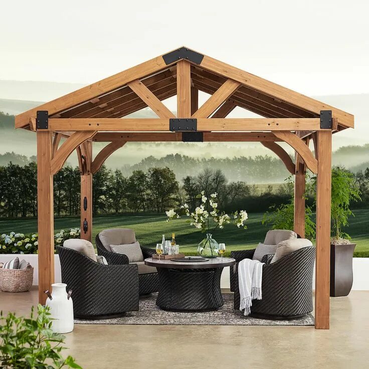 Летняя беседка варианты Backyard Discovery 12' x 10' Brookdale Gazebo With Electric - Sam's Club Outdoor