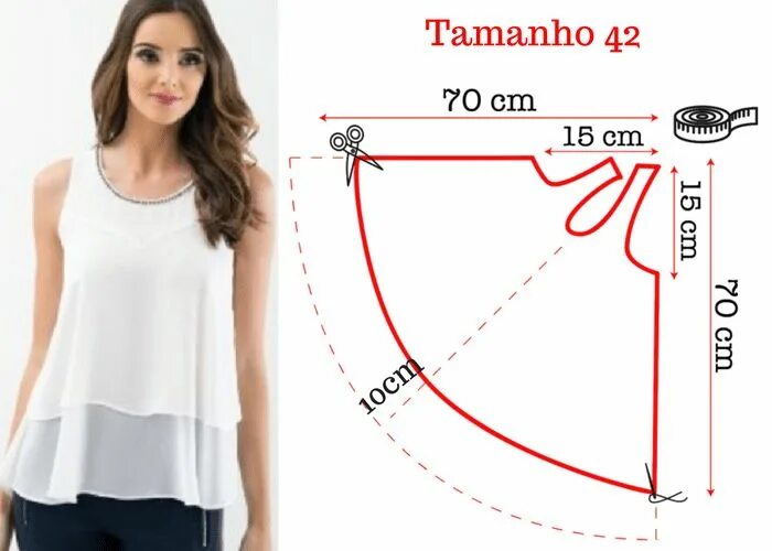 Летняя блузка своими руками без выкройки Passo a passo para fazer uma blusa godê Пошив модной одежды, Выкройки туники, Вы