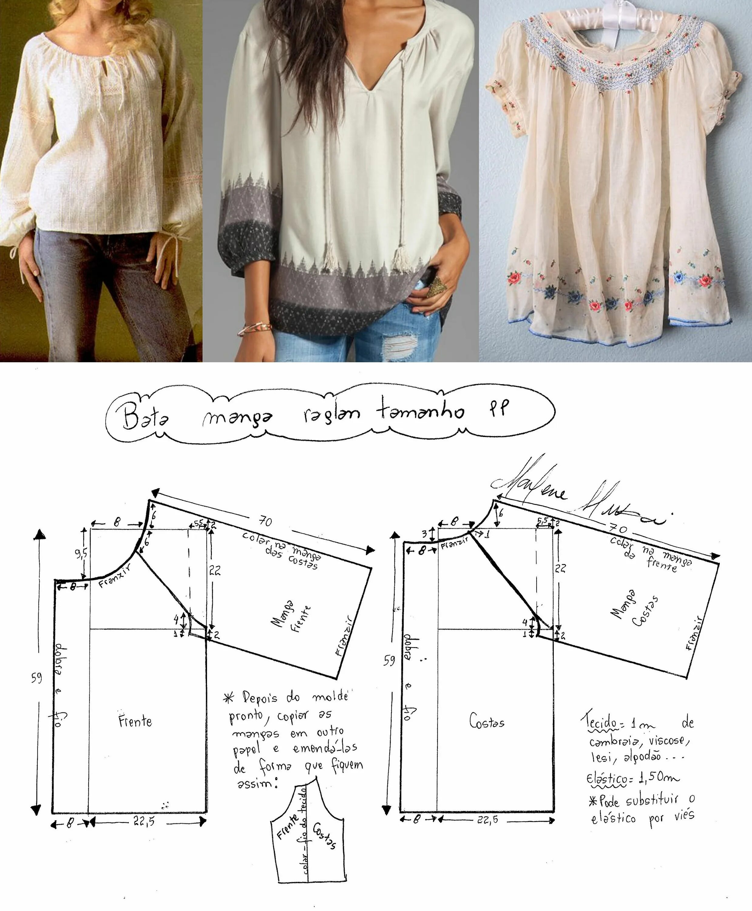 Летняя блузка своими руками без выкройки Manga de Blusa T shirt sewing pattern, Clothes sewing patterns, Sewing clothes w