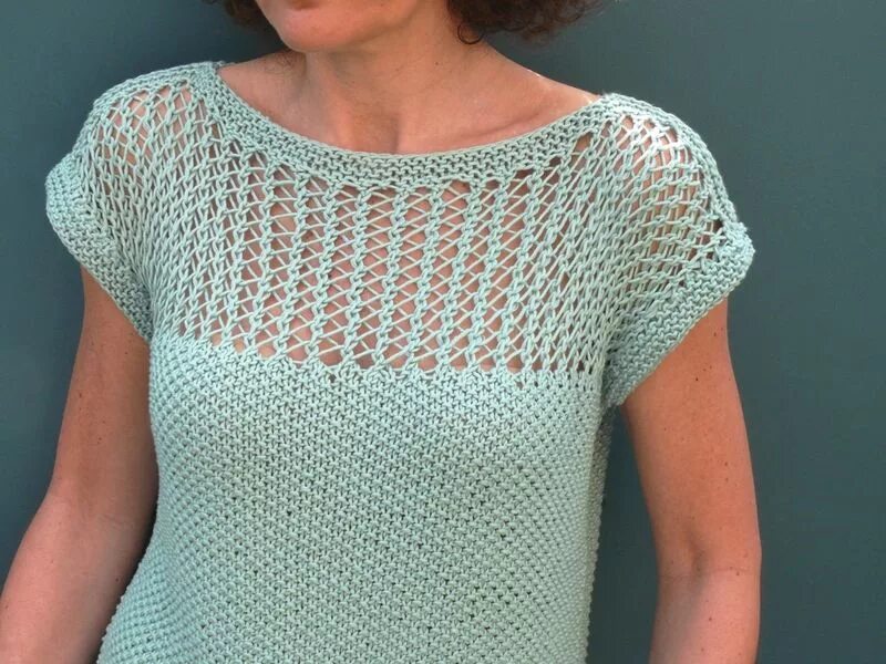 Летняя кофточка фото Juliet Tee - Bee made Facile à tricoter, Tricot, Modele tricot gratuit