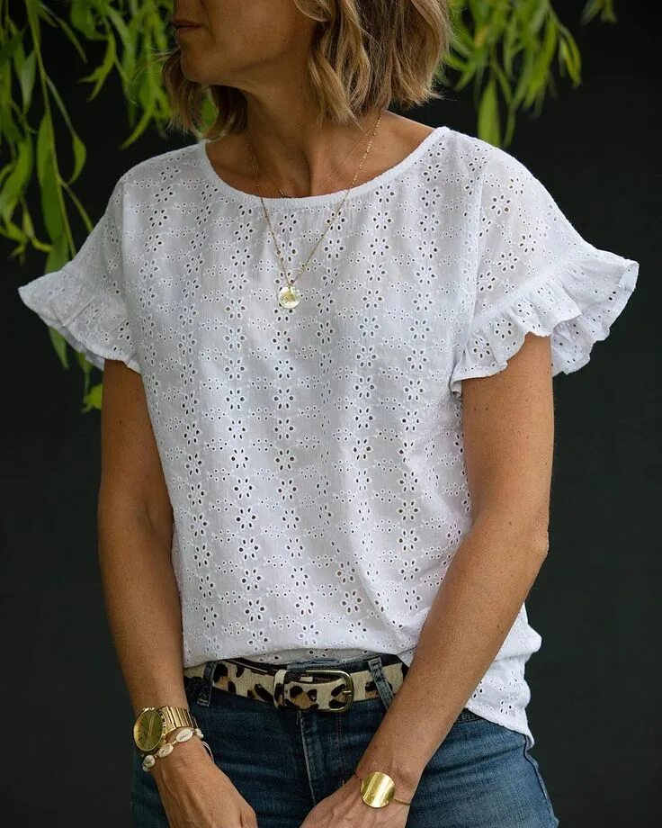 Летняя кофточка фото La blouse Sidonie revient aussi en broderie anglaise ! Disponible en blanc uniqu