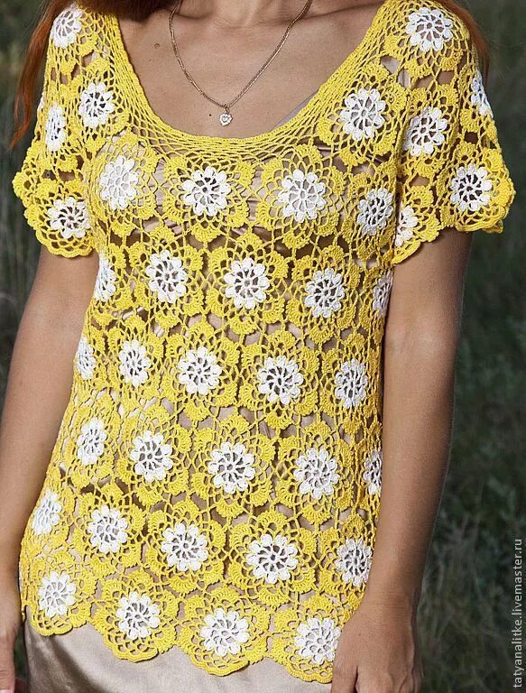 Летняя кофточка крючком фото Blusas de Crochet Crochet blouse, Crochet top, Crochet clothes