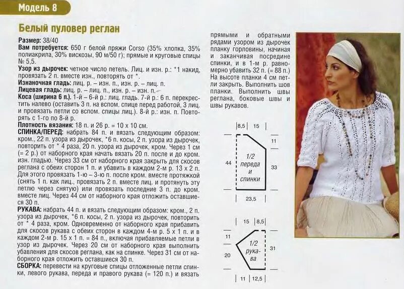 Летняя кофточка спицами схема и описание Тема: Ажурные пуловеры ВЯЗАНИЕ СПИЦАМИ. Постила