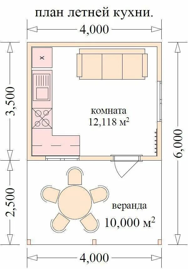 Летняя кухня 4 на 4 планировка Садовый дом 4х6 с верандой