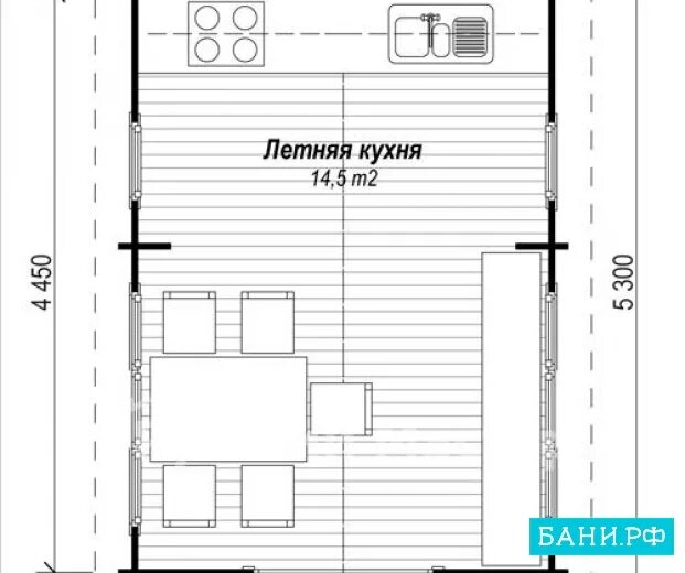 Летняя кухня 4 на 4 планировка Летняя кухня И-3: цена, купить