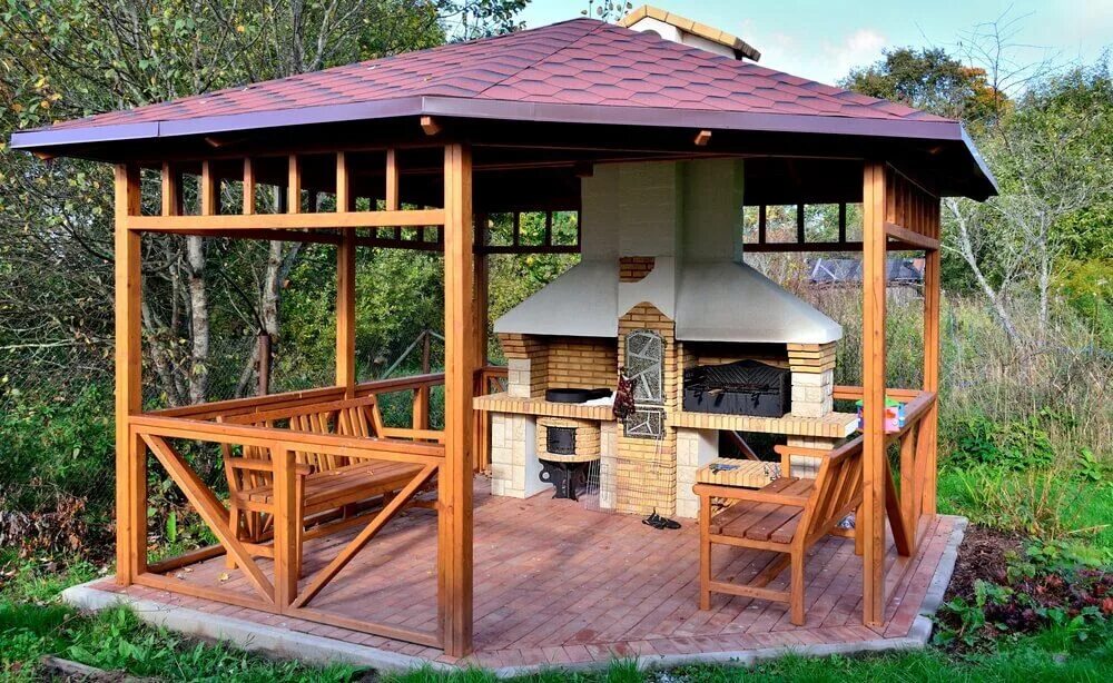 Летняя кухня беседка для дачи фото 30 Grill Gazebo Ideas to Fire Up Your Summer Barbecues Wooden gazebo, Backyard p