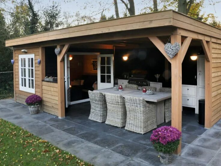 Летняя кухня беседка для дачи фото blokhutten met afdak - Google zoeken Backyard patio, Backyard, Backyard sheds