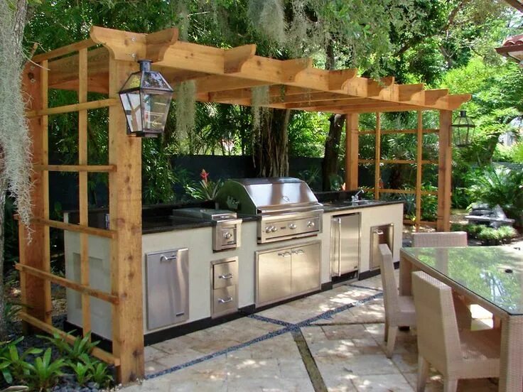 Летняя кухня для дачи своими руками бюджетная Wooden-shelter-outdoor-kitchen-design-home-design-ideas Outdoor kitchen design, 