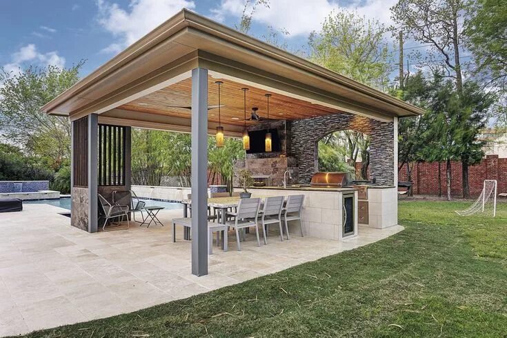 Летняя кухня навес фото The Rise Of Detached Structures Qualified Remodeler Outdoor kitchen design, Cove
