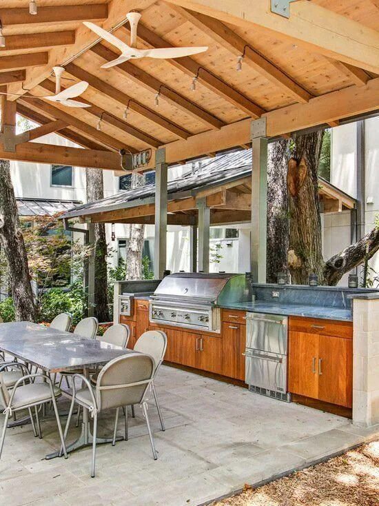 Летняя кухня навес фото 17 Stunning Covered Outdoor Kitchen Design Ideas Outdoor kitchen design layout, 