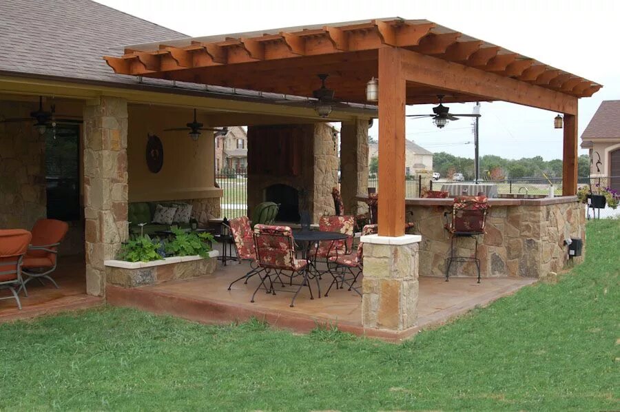 Летняя кухня навес фото Outdoor Kitchen, Weatherproof Pergola - Austin Outdoor Living Outdoor pergola, B