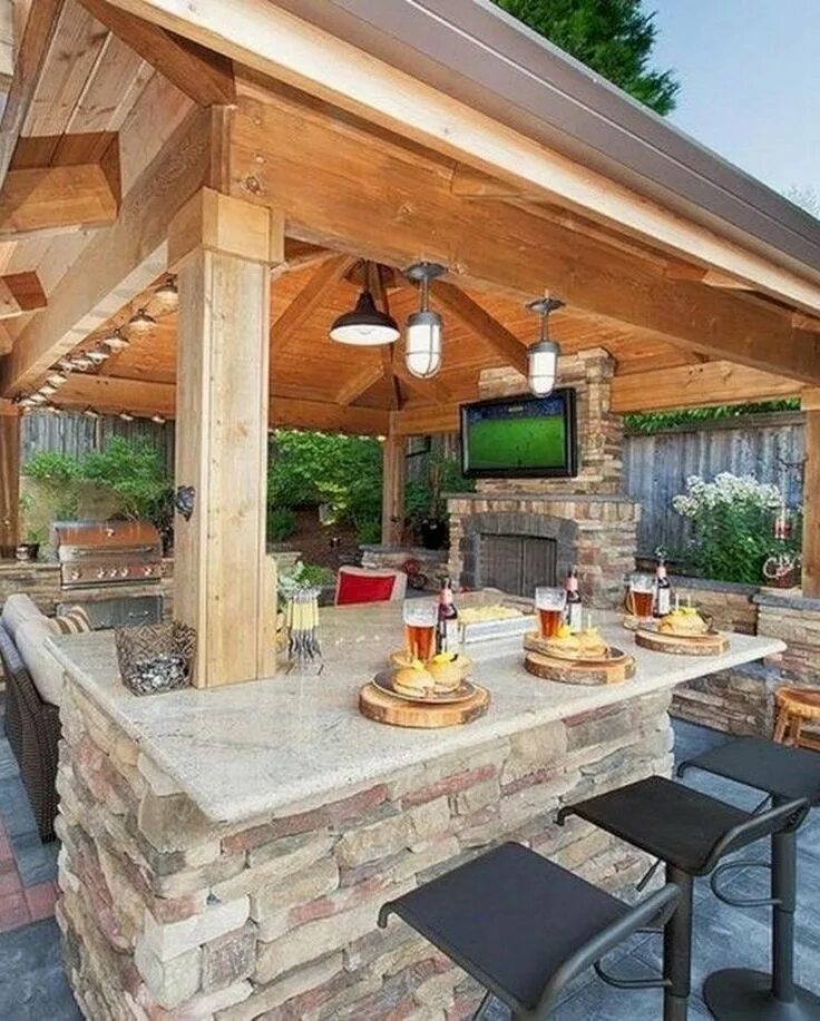Летняя кухня с мангальной зоной фото Pin by Lisa Arthur on Porches Backyard pavilion, Backyard gazebo, Backyard patio