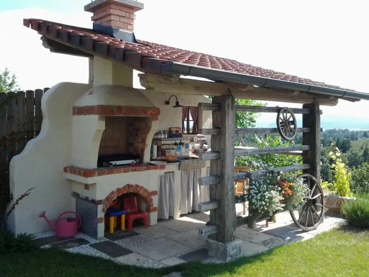 Летняя кухня в деревне фото Pin on барбекю тандыры Backyard, Outdoor kitchen design, Outdoor cooking area