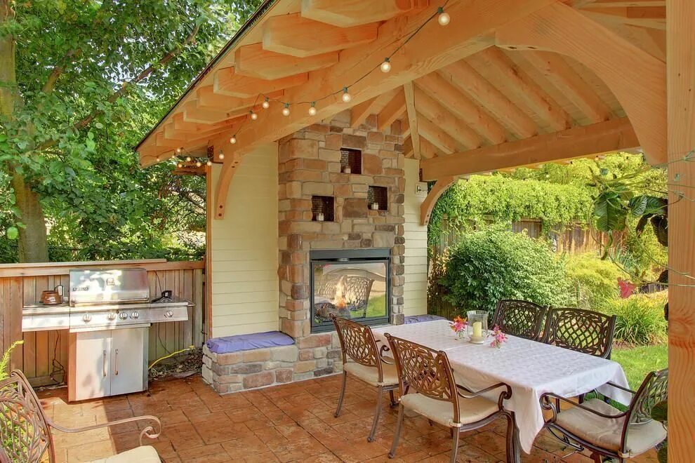 Летняя кухня варианты фото Modelos de Edículas: 55 Projetos & Fotos Incríveis Outdoor fireplace patio, Yard