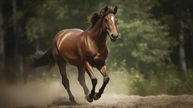 Лошади коричневые фото Horse Running Through A Dirt Field With Dirt On The Ground Background, Picture O
