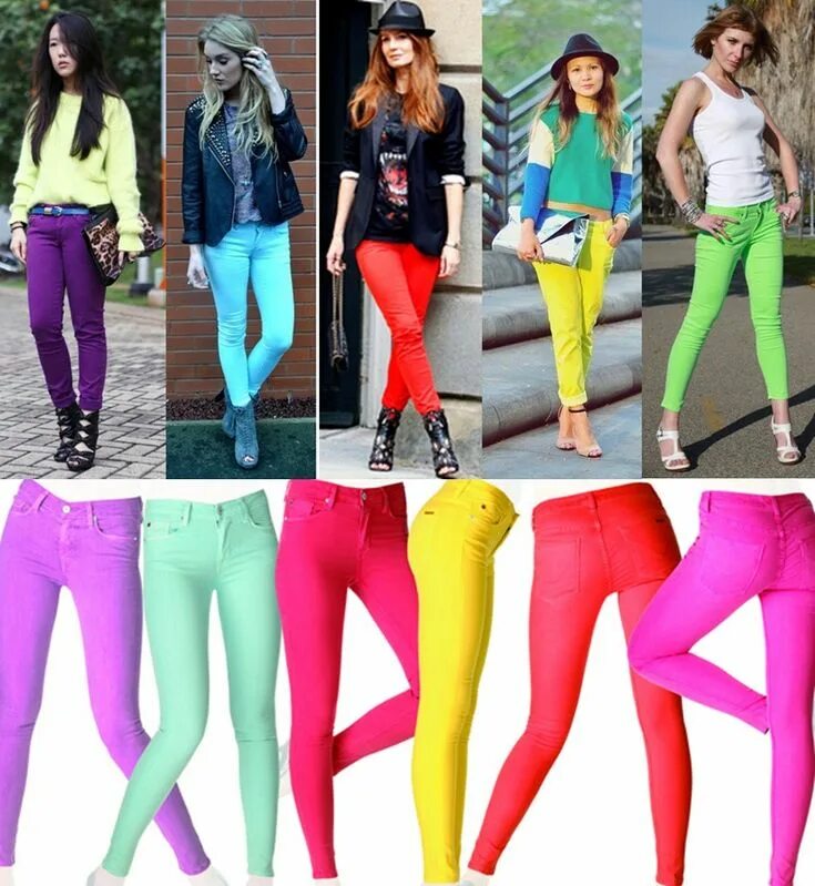 Лосины 90 х фото How to wear Neon Jeans- Coloured Jeans Trends for Summer Neon outfits, Neon fash