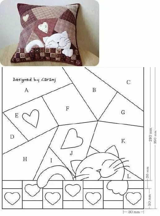 Лоскутков выкройки Pin by Cinta Aiximeno Chinchilla on coixins Cat quilt patterns, Quilts, Cat quil