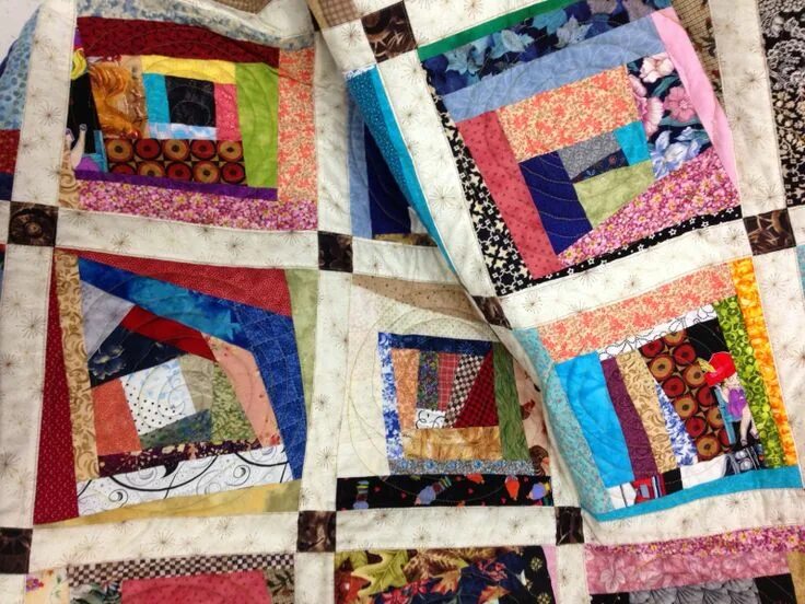 Лоскутные техники фото Connie's Crazy Quilt with Light Colored Sashing. It's a very nice effect. Crazy 