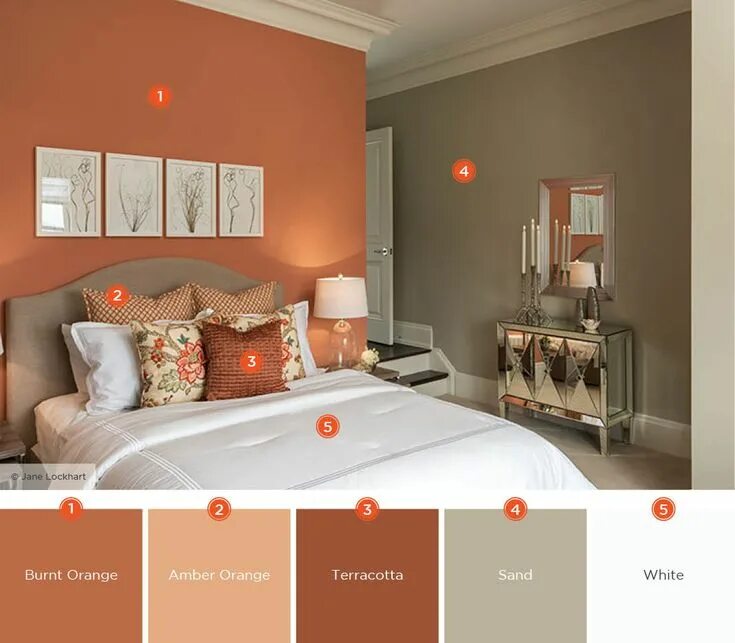 Лососевый цвет с чем сочетается в интерьере 20 Dreamy Bedroom Color Schemes Orange bedroom walls, Bedroom color schemes, Bed