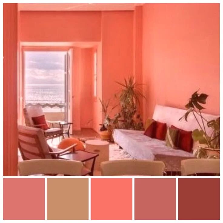 Лососевый цвет с чем сочетается в интерьере Pin on Pantone Living Coral 2019 Color of the Year Interior paint colors for liv