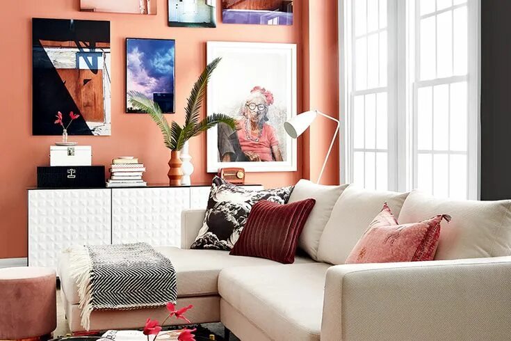 Лососевый цвет в интерьере 2019 Paint Trends - patterns & prosecco Paint trends, Room colors, Coral living 