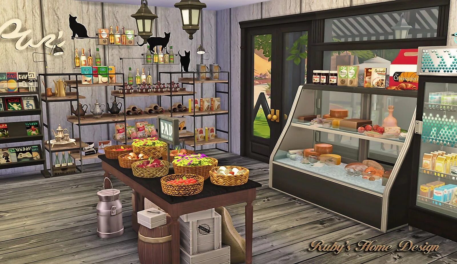 Магазин пример дом Sims4 Deli & Grocery Store 小 吃 雜 貨 鋪 - Ruby's Home Design Sims 4 restaurant, Sim