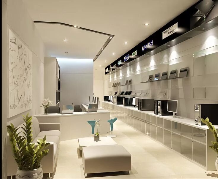 Магазин современного интерьера Gorgeous Room Designs with Perfect Imagination Modern Retail Computer Store Inte