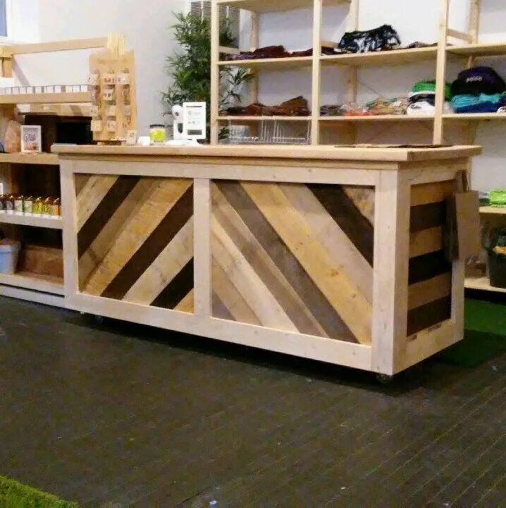 Магазин своими руками фото Custom Wood Reception Desk Chevron Counter Home Bar - Etsy Wood counter, Diy hom