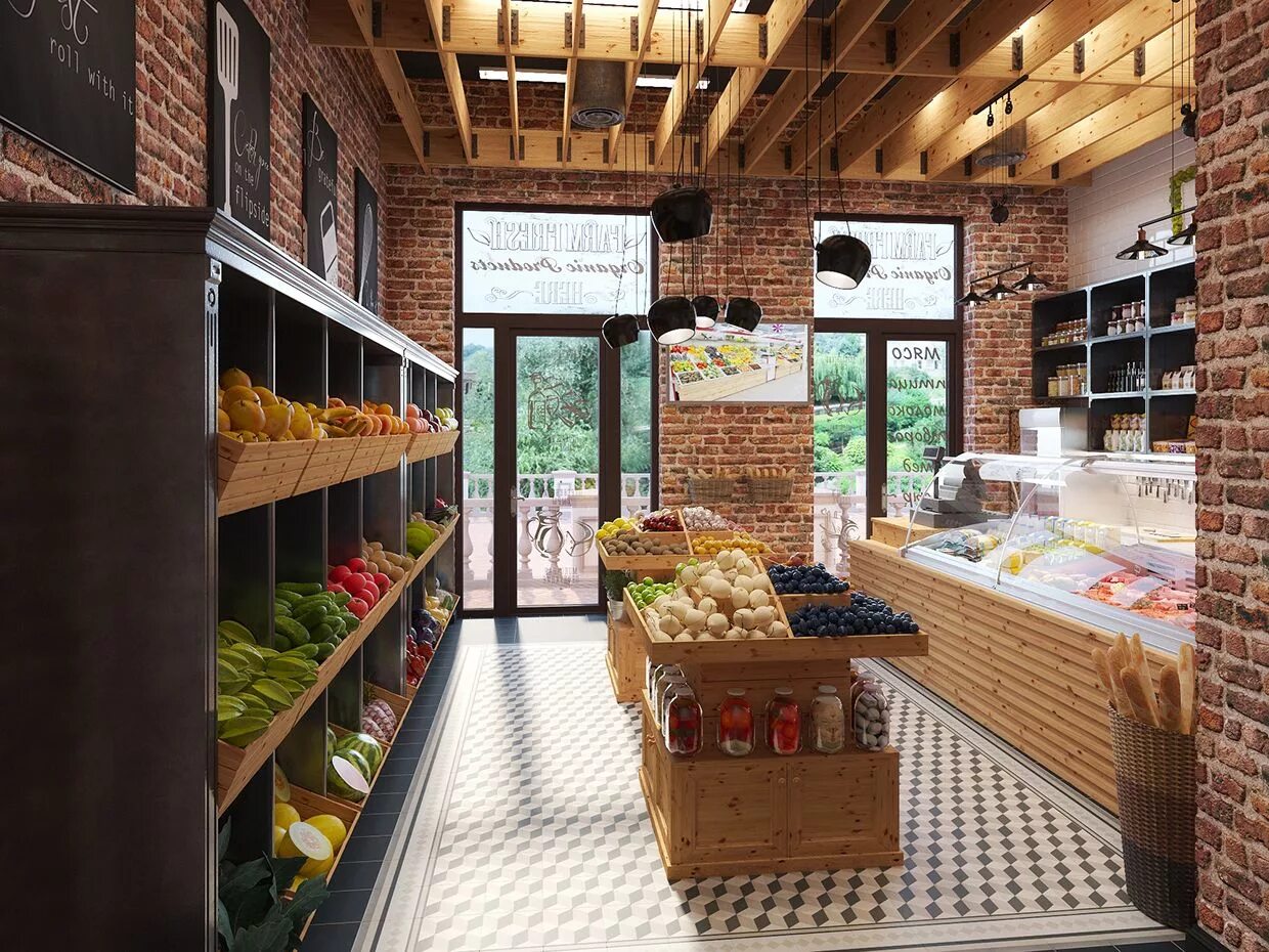 Магазин в частном доме фото Фермерский магазин "Грядка" on Behance Supermarket design, Retail store design, 