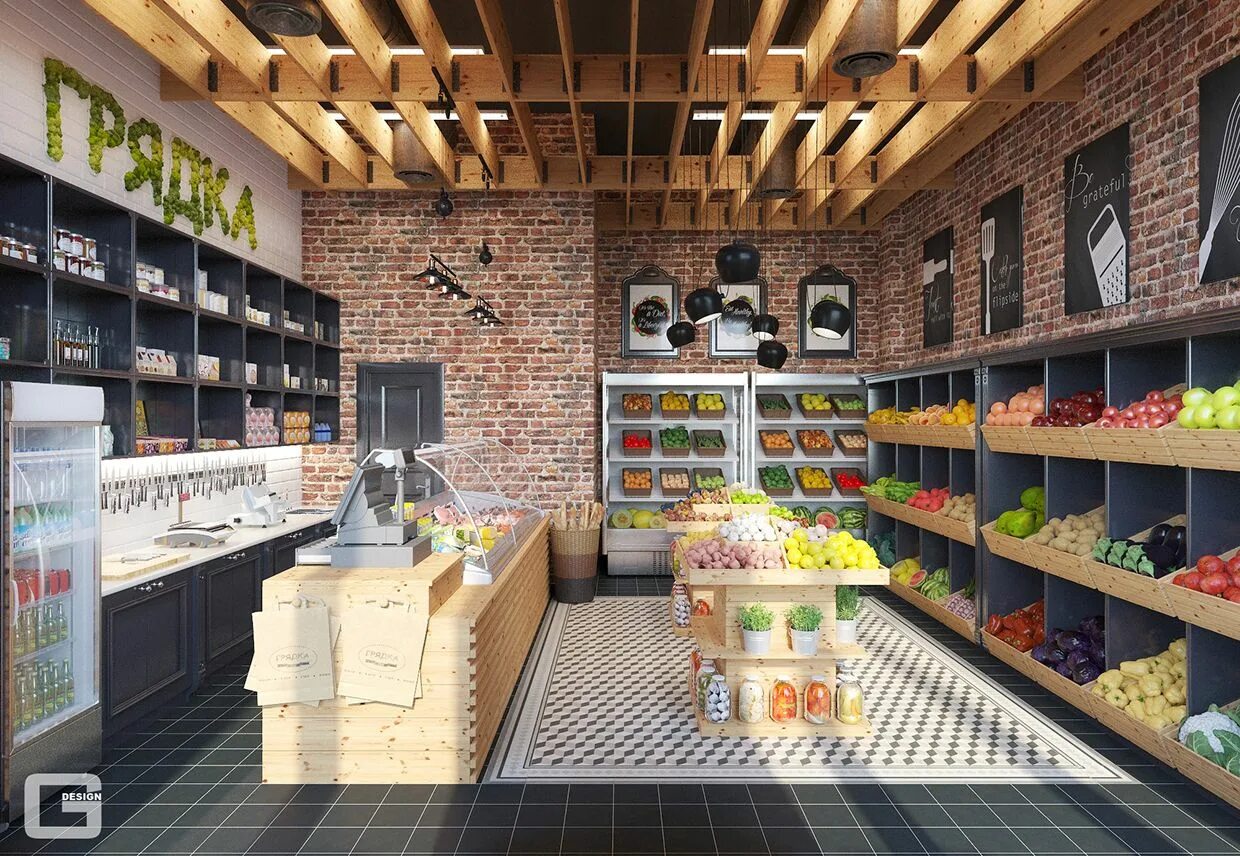Магазин в частном доме фото Фермерский магазин "Грядка" on Behance Supermarket design, Shop front design, Gr