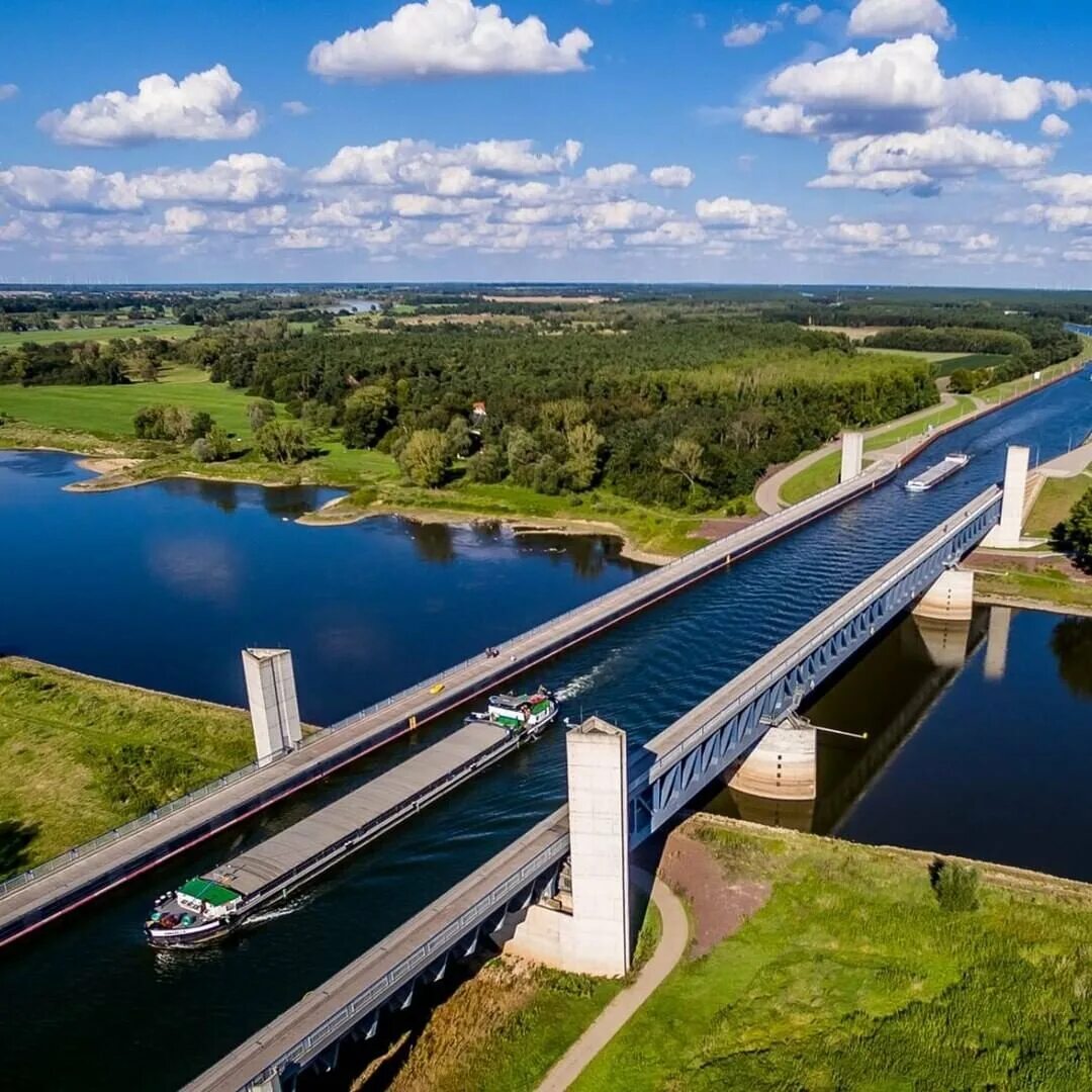 Магдебург мосты через эльбу фото Магдебургский водный мост (Kanalbrücke Magdeburg) - самый длинный судоходный мос