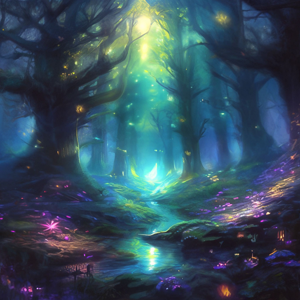Магический лес фото "The magical forest is dark" - image created in Shedevrum