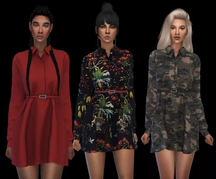 Магия моды женская одежда Belted Dress - Leosims.com -New Belted dress, Sims 4 clothing, Dress
