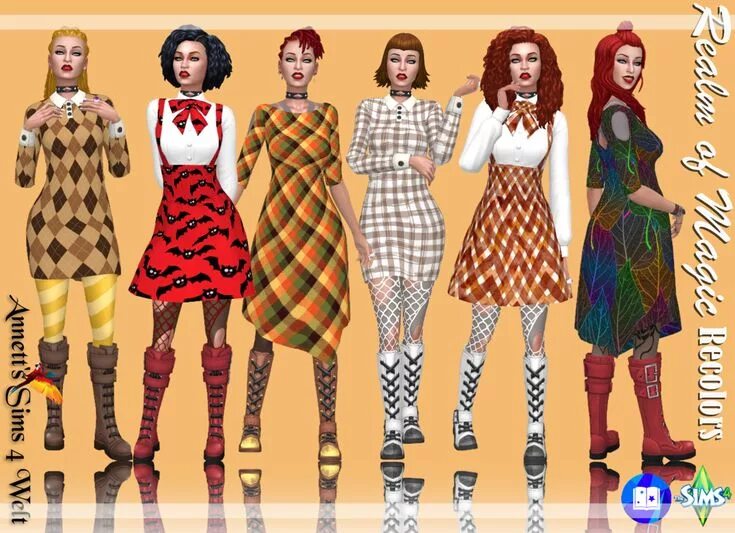 Магия моды женская одежда Realm of Magic Dresses - Recolors Magic dress, Sims 4, Sims 4 studio