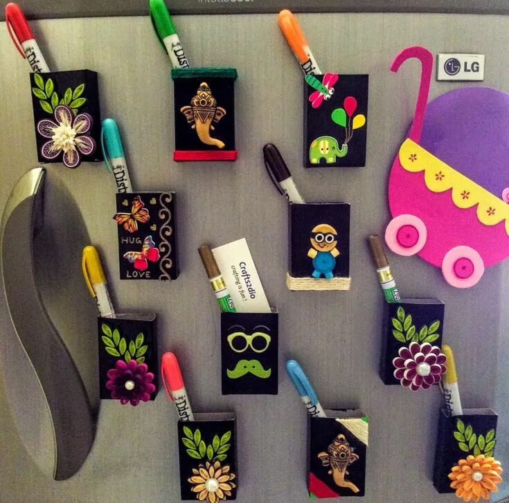 Магнит своими руками в домашних условиях Fridge magnets from empty boxes of clay. #crafts2dio #fevicrylshilpkar #bestouto
